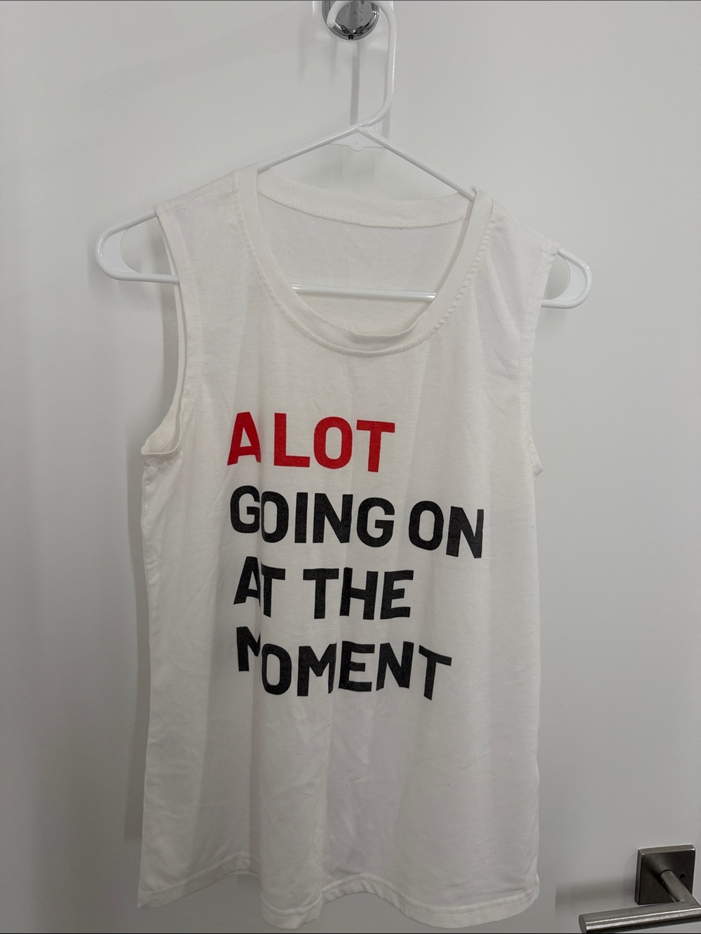 White Graphic Taylor Swift Tank "A LOT GOING ON AT THE MOMENT"